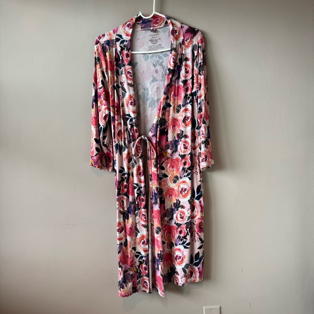 Posh Peanut Women’s‎ Bamboo Floral Dusty Rose Pattern Robe Size Medium